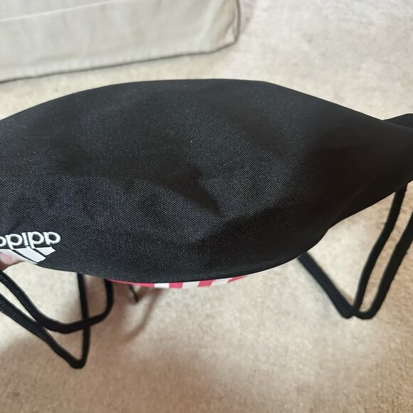 Adidas Backpack Pink And Black Drawstring Rope Style Pull Closure Zipper Pocket - Picture 9 of 10